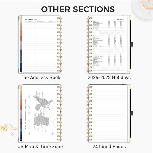 RETTACY 2026 Planner, Weekly and Monthly, Medium Size (5.7" x 8.3"), Jan - Dec 2026, Agenda, Calendar, 12 Month Tabs, Hardcover, 100 GSM Thick Paper, Spiral-bound (Black) thumbnail 6