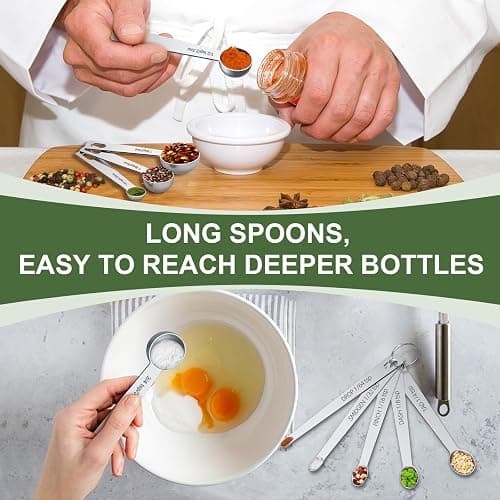 Measuring Cups and Spoons Set, 7 Stainless Steel Nesting Measuring Cups & 7 Spoons, 5 Mini Measuring Spoons & 2 Detachable Rings, Kitchen Gadgets for Cooking & Baking, Set of 21 thumbnail 5