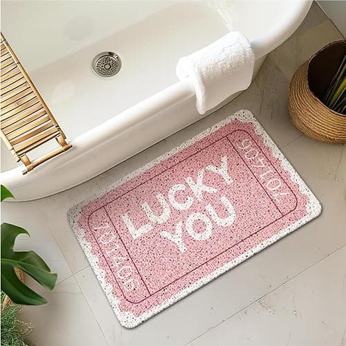 WARDOS Preppy Pink Door Mat, Lucky You Trendy Pink Doormat for Front Door Indoor Outdoor Entrance Porch, Retro Funky Y2K Preppy Welcome Mat for Girls Dorm Apartment Bathroom, 17x30 Inches thumbnail 7