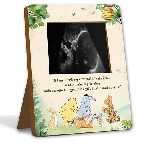 Winnie Pregnancy Milestone Keepsake & Ultrasound Picture Frame - Baby Shower Sign & Decor - Gifts for Gender Reveal - Image 1