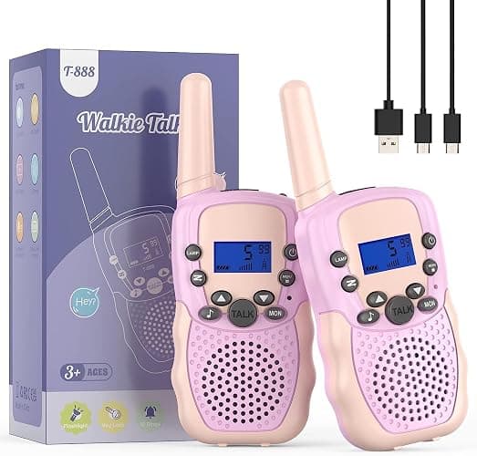 Toys for 3-12 Year Old Girls, Selieve 2 Pack Kids Walkie Talkies Rechargeable with 22 Channels, LED Flashlight and VOX Function, Birthday Gifts for 4 5 6 7 8 9 10 Year Old Girls - Image 1