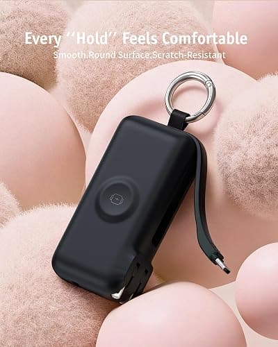RORRY Flow Portable Charger 10000mAh 40W Wall Plug Power Bank Battery Pack | Built-in USB-C Cable, Keychain Design, Fast Charging, for iPhone 18 Pro/17/16/15, Apple Watch, iPad, Travel Essential thumbnail 9