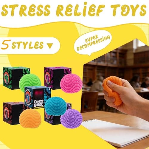 Fuzz Ball Squishy, Stress Balls for Adults Slow Rise Squishies Soft Sensory Squeeze Super Solid Squish Soft Moldable Fidgets Squishy Relief Fidget Sensory for Anxiety Calming (Blue, One Piece) thumbnail 6