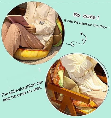 Cheeseburger Pillow That Opens, Burger Pillow That Opens for Your Head, Hamburger Pillow Head Inside (Hamburg) thumbnail 8