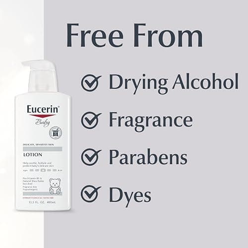 Eucerin Baby Body Lotion, Hypoallergenic and Fragrance Free Baby Lotion with Pro-Vitamin B5 and Shea Butter, 13.5 Fl Oz Bottle thumbnail 6