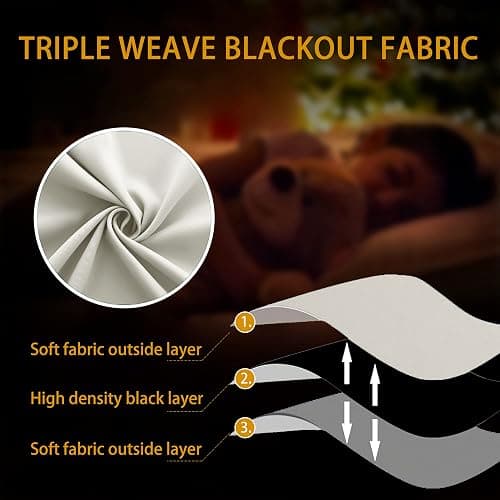 KOUFALL Short Curtains 45 Inch RV Camper Small Window Curtains, Blackout Thermal Bunk Bed Curtains for Bedroom, 2 Panels Set, 34x45 in Length, Cream Beige thumbnail 10