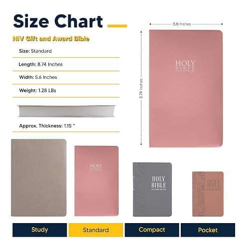 MerchSalad Personalized NIV Bible New International Version Faux Leather Holy Bible with Custom Name SMALL PRINT with Red-Highlighted Verses, Custom Gift for Christian & Religious Celebrations | Pink thumbnail 2