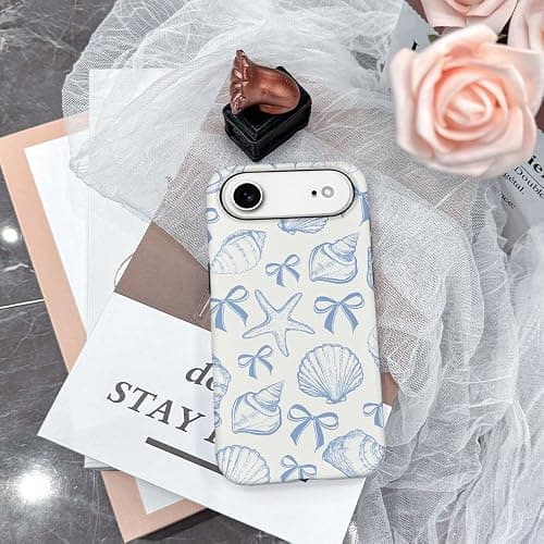 DAIZAG Case Compatible with iPhone 17 Air,Fit Shockproof Cover for Women Girls,Blue Seashell Bow thumbnail 4
