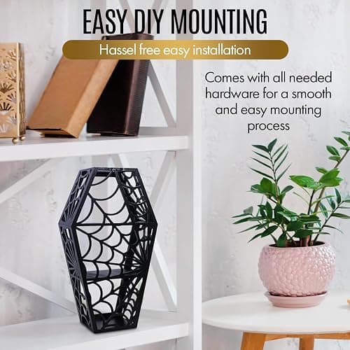CEFLITECO Spider Web Coffin Shelf - Vintage Haloowen Decor for Bathroom and Kitchen - Gothic Furniture for Countertop Stand - Goth Accessories Spooky Wall Decor - Witchy Gifts for Women thumbnail 7