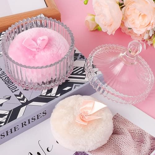 Body Powder Puff and Container, 2PCS 3.54" Powder Puff and 1PCS 5.3x3.9 Powder Container, Large Dusting Powder for Women Body Puff thumbnail 4