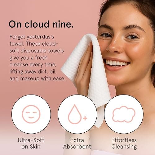 grace & stella Disposable Face Cloths - Ultra-Soft & Absorbent Face Towels - XL Makeup Wipes for Cleansing & Makeup Removal - Thick & Lint-Free Facial Tissue - Vegan, Plant-Based (60 Count) thumbnail 2