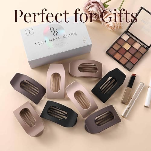 8 Pack Neutral Flat Hair Clips for Women – Large Matte No-Slip Rectangle Claw Clips Thick & Thin Hair in Brown, Black, and Blonde, Strong Hold Square Hair Accessories for Work or Daily Wear thumbnail 7