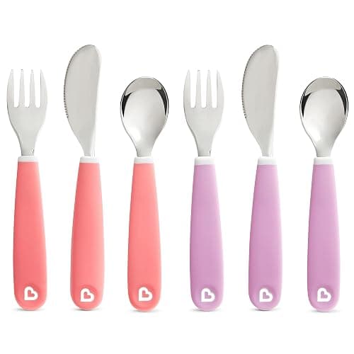 Munchkin® Splash™ Toddler Fork, Knife and Spoon Utensil Set, 6 Pack, Pink/Purple - Image 1