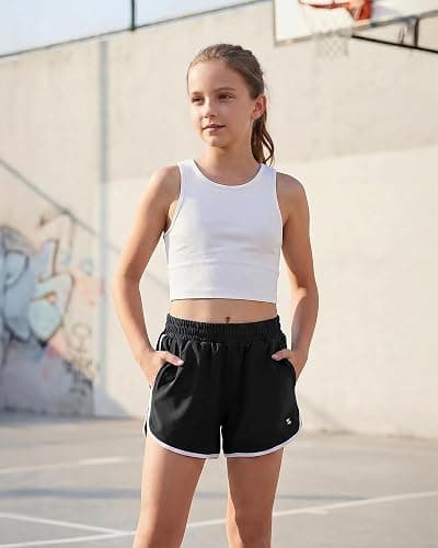 Stelle Girls Athletic Shorts with Pockets Quick Dry Running Shorts Gymnastics Basketball Short for Teen Kids thumbnail 5