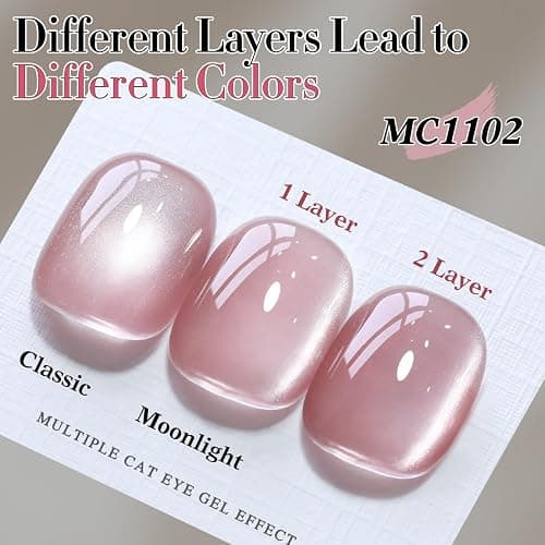 Double Rhythm Jelly Glass Cat Eye Gel Polish with Magnet 15ML Holographic Glitter Shimmer Translucent Sheer Color Magnetic Polish Salon DIY at Home (Jelly Pink Orange-MC1102) thumbnail 4