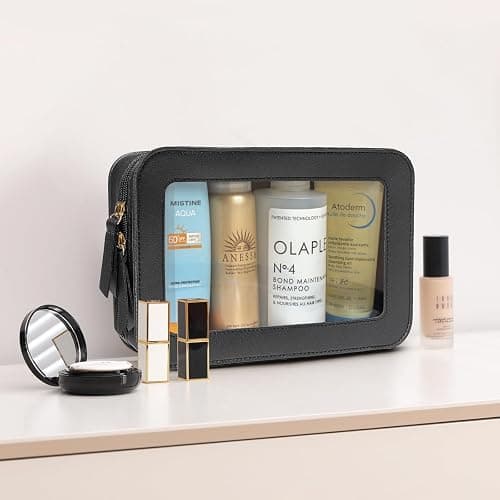 LETGO Clear Makeup Bags, TSA Approved Toiletry Bag with Zipper, Clear Makeup Organizer Fit Carry-on Travel Car Accessories Essentials,Portable Travel Small Pouch for Women Men (Black) - 0-Black thumbnail 2