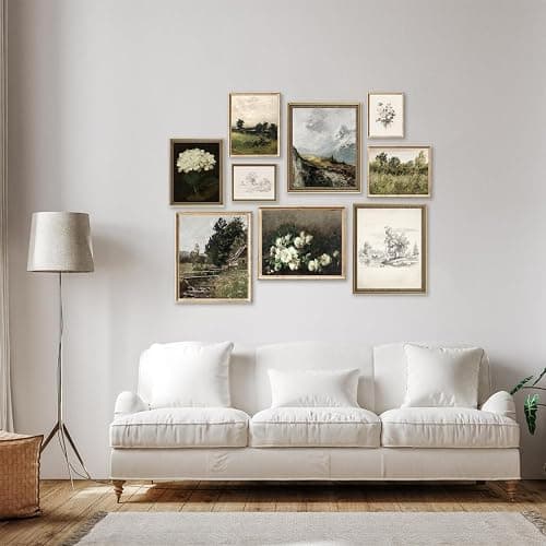 Vintage Wall Art French Country Wall Decor, Vintage Posters for Room Aesthetic Picture, Dark Green Antique European Landscape Flower Meadow Gallery Canvas Art Prints Painting for Bedroom Living Room, thumbnail 7