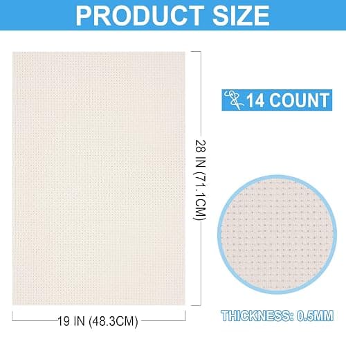 Cross Stitch Fabric 14 Count Aida Cloth 28 x 19 Inch Large Size Classic Reserve Cross Stitch Supplies Embroidery Fabric for Home DIY Craft Decoration Handmade, Light Beige thumbnail 2