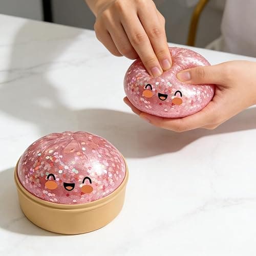 mogizui Realistic Steamed Bun Squeeze Toy, Soft TPR Stress Reducer and Sensory Fidget Tool with Mini Steamer Case, White, 1 Set, for Kids and Adults Beige thumbnail 4