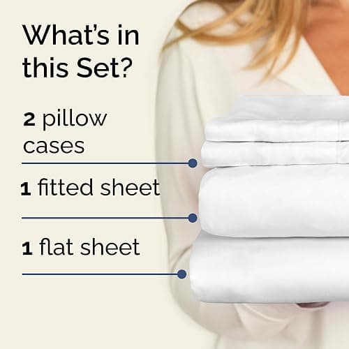 Twin 4 Piece Sheet Set - Comfy Breathable & Cooling - Ultra Soft Hotel Luxury Bedding Set with 8-16 Inch Deep Pockets - 1 Flat & 1 Fitted Sheet & 2 Pillowcases - Cozy, Wrinkle Free & Easy Care - White thumbnail 2