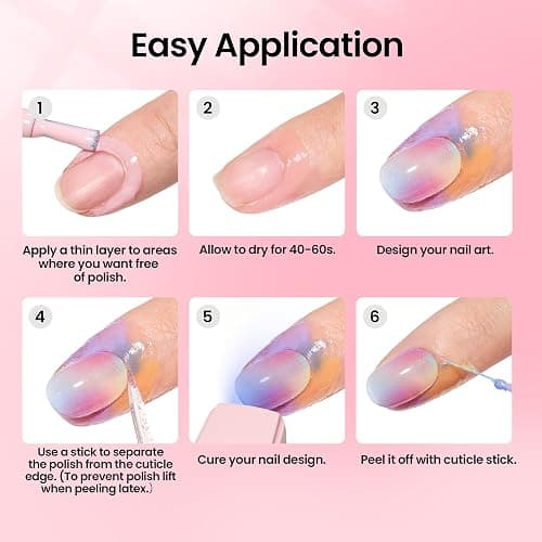 Beetles Odorless Liquid Latex for Nails Set, 2 PCS 15ml Pink & White Peel Off Cuticle Guard, Latex Nail Polish Barrier for Gel Polish, Air Dry Protector for Fingers, Nail Art Cuticle Protectors thumbnail 7