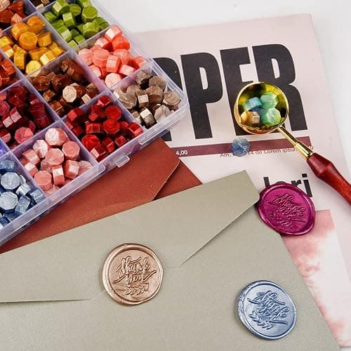 Metallic Assorted Color Seal Beads - 24 Colors for Making Wax Seals, Decor for Envelope, Letter, Wedding Invitation and Sealing Wine Bottle thumbnail 2