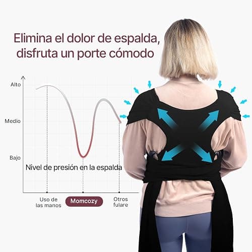 Momcozy Fular portabebés recién nacidos – Fácil de poner anillo de sling Fular portabebés transpirable para manos libres – Portabebés ajustable de 3,6 kg a 15 kg (negro) thumbnail 2