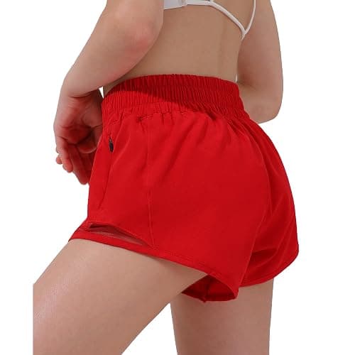 Aurefin Girls Athletic Shorts, Lightweight Running Shorts for Teen Girls Kids Sports Active Short with Zip Pocket and Elastic thumbnail 2
