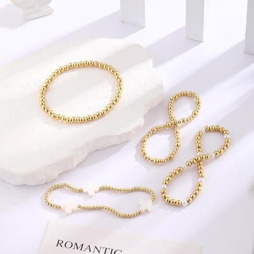 Cuzmly Bracelets for Women, Waterproof 14K Gold/Silver Plated Stackable Bracelets for Women Non Tarnish Trendy Dainty Paperclip Figaro Box Herringbone Hand Chain Bracelet Pack Stack Adjustable Jewelry for Women thumbnail 6