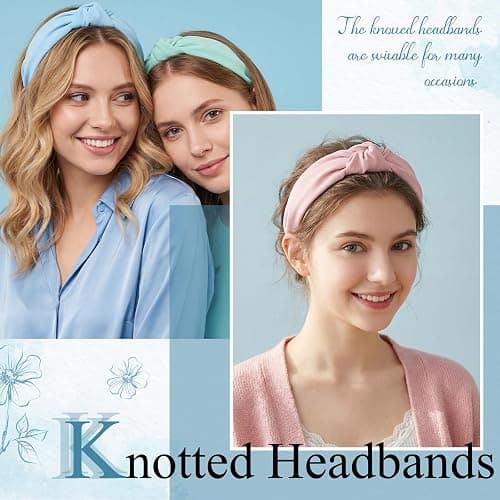 obeoby 8Pcs Girls Headbands, Light Multicolor Knotted Headbands | Teacher Headband,Trendy Stuff Hairband, Polyester-Wrapped Plastic, Lightweight Stretch Fit, Non-Slip, for Daily Wear, Parties thumbnail 5