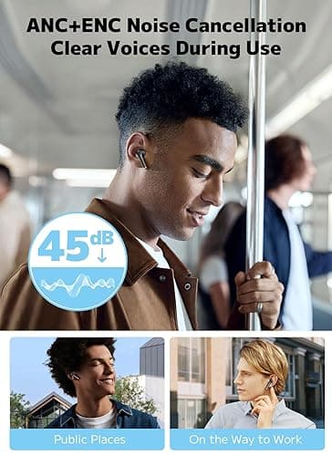 Szwdo Wireless Earbuds, ENC Noise Cancelling Ear Buds with Smart Touchscreen Case, 48H Playtime for Sports & Working, Bass Stereo Sound, Bluetooth 5.4 Headphones for iPhone 17/16/15/14/13/Android thumbnail 5