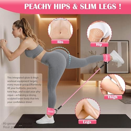 KUTIZE Ankle Resistance Bands with Cuffs & Fabric Resistance Bands Set - Legs & Glutes Workout Equipment for Women & Men, Home Gym Heavy Exercise Bands for Hip, Yoga, Strength Training, Rehab, Pilates thumbnail 2