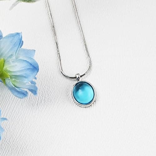 Teppdfann Birthstone Necklace for Women, Silver Chain Oval Gemstone Pendant | Oval Blue Moonstone Red Black Gemstone Necklace Birthstone Jewelry for Daily Wear Birthday Gift thumbnail 5
