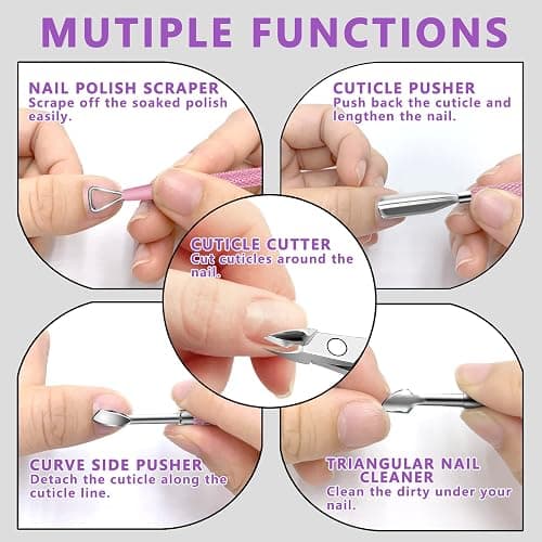 Cuticle Trimmer with Cuticle Pusher and Scissors, Cuticle Remover Professional Durable Pedicure Manicure Tools, Stainless Steel Cuticle Nipper Cutter Clipper for Fingernails and Toenails (Pink) thumbnail 2