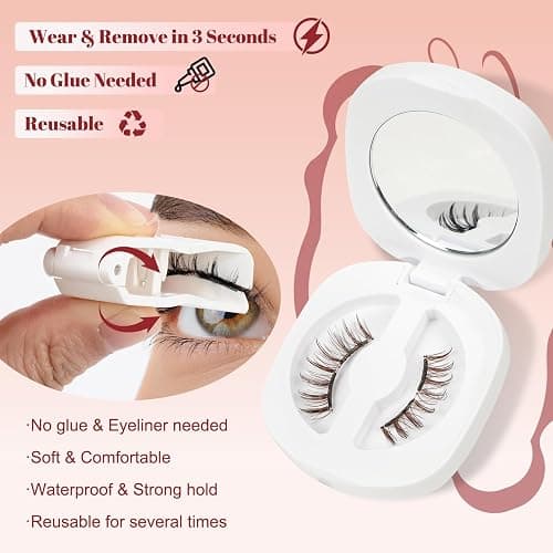 Higu clace Magnetic-Eyelashes, Soft Reusable Magnetic Eyelashes with Applicator No Glue Needed Brown Manga Lashes Comfortable for Makeup Can Cosplay(GD-Soft-RC-D) thumbnail 5