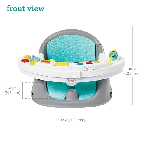 Infantino Music & Lights 3-in-1 Discovery Seat & Booster, Toddler Booster Seat for Dining Table or Kitchen Chair, Baby Activity Center & Snack Tray, Teal thumbnail 3