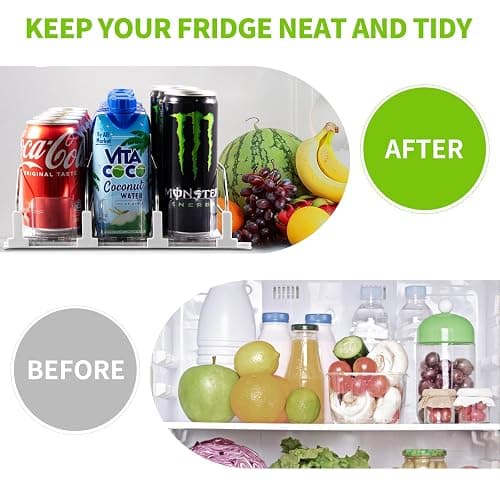 Drink Organizer for Fridge, Soda Can Dispenser for Refrigerator, Automatic Drink Dispenser for Fridge Holds up to 15 Cans, 3 Row thumbnail 4