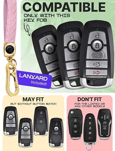 Lucrum Compatible with Ford Key Fob Cover & Keychain | Fits Bronco Explorer Edge Escape Expedition Fusion F150 F250 F350 F450, 5 Buttons Keyfob Case (2018-2026) - Coastal Bloom thumbnail 2