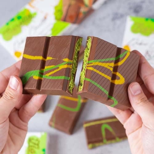 Fiorella Dubai Chocolate Bar Pistachio, Luxury & Premium Dubai Milk Chocolate Bar Filled with Pistachio Butter & Shredded Knafeh Kadayif, Snacks for Kids & Adults - 7.05 Oz thumbnail 3