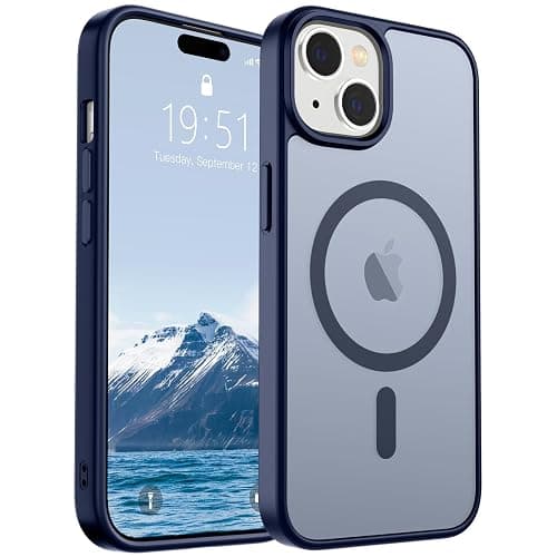 SUPFINE Magnetic for iPhone 15 Case (Compatible with MagSafe) (Military Grade Drop Protection) Slim Translucent Matte Shockproof with Anti-Fingerprint Phone Case, Navy Blue - Image 1