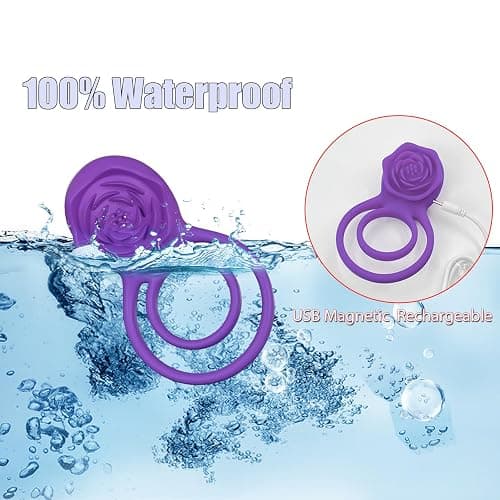 Vibrating Cock Ring with Rose Clitoral Stimulator, Pleasure Penis Ring Vibrator Couples Adult Sex Toys for Men Women, 7 Vibrations Male Couple Sex Toy Clitoris Vibrator, Cock Rings Vibrators for Men thumbnail 8