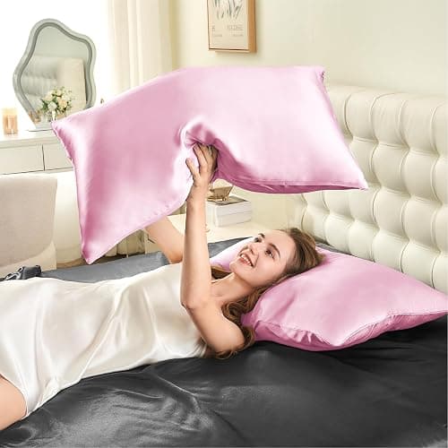 INFIIXSO Mulberry Silk Pillowcase for Hair and Skin, Silk Pillow Cases Standard Size with Hidden Zipper 20x26 Inches, Extraordinary Smooth and Soft Cooling Pillow Cases for Hot Sleepers(Pink, 1 Pack) thumbnail 7