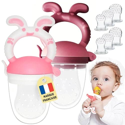Lola Kids Grignoteuse Bébé - Lot de 2 Tétine Grignoteuses Bébé sans BPA - Inclus 8 Tetines Evolutives - Sucette Fruit en Silicone Alimentaire - Tétine Dentition - Idéal Diversification Alimentaire thumbnail 9