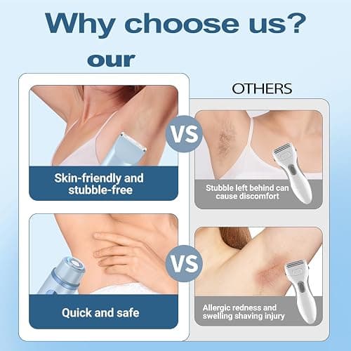 Bikini Trimmer for Women Electric Razors for Women Women's Electric Razor 2 in 1 Shaver Pubic Hair Trimmer Ipx7 Waterproof Wet Dry Use Bikini Shaver for Ladies Pubic,Legs,Face,Underarms(Blue) thumbnail 2