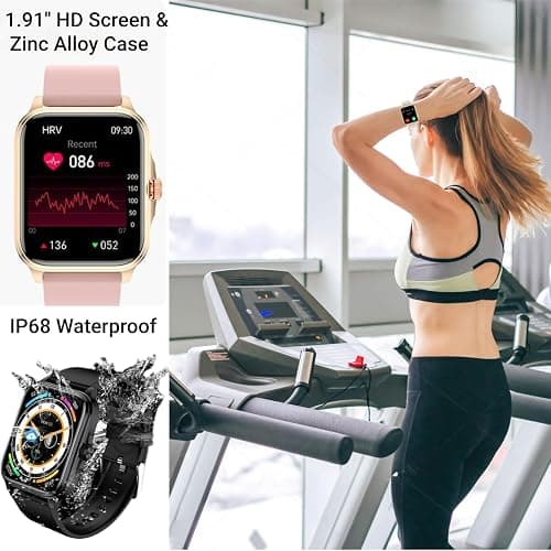 BKWAT Smart Watches (Answer/Make Calls) for Women Men with 1.91" Big HD Screen Fitness Tracker Heart Rate Health Monitor 100+ Sports thumbnail 2