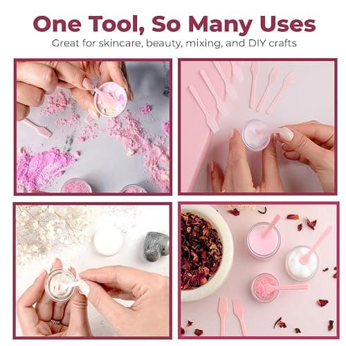 Kopperko Cosmetic Spatulas (2.5”, 100 Pack) - Small Plastic Spatula for Cosmetics, Creams & Crafts | Essential Esthetician Supplies | Makeup Spatula or Multipurpose Mini Applicator for Skincare | Pink thumbnail 6