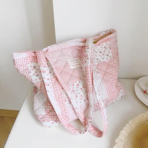 Modacarry Small Floral Quilted Tote Bag with Zipper Closure for Women Girls thumbnail 2