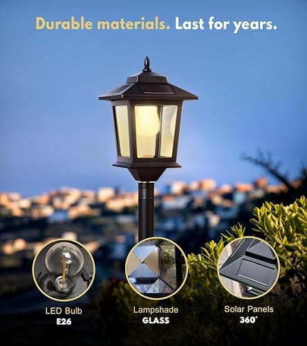 PASAMIC 63" Solar Lamp Post 2Pack, Outdoor Lights Waterproof, Pole Lights Outdoor, Floor Lamp for Patio, Warm White, Replaceable Bulb thumbnail 5