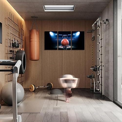 KAWAHONE Canvas Wall Art Print Basketball Poster-Basketball on The Shadowy Court Sports Decor Art-Basketball Wall Decor-Basketball Canvas Wall Art Paintings for Basketball Boys Bedroom Decor Sports Poster Man Cave Decor - 3p-lanqiu - 12x16inx3pcs thumbnail 7