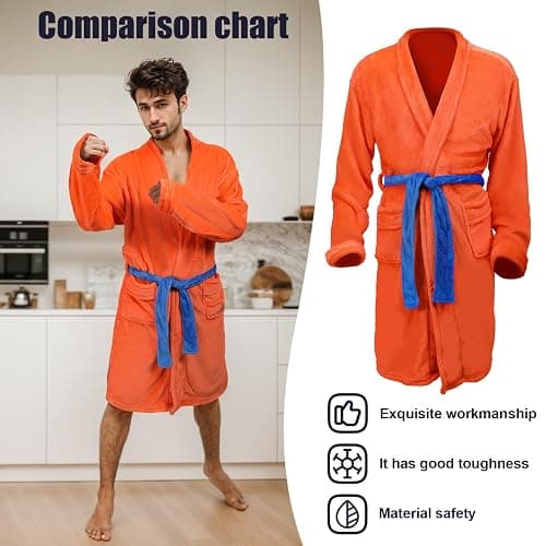 ILLOMEEGOOS Anime Robe Orange Plush Bathrobe Anime Pajamas Robes Soft Long Bathrobes Adults Christmas Halloween Costume thumbnail 6